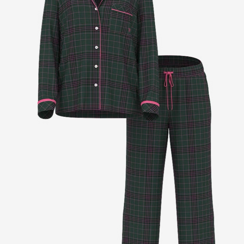 Victoria's Secret Green and Pink Plaid Pajama Set - Picture 2 of 6